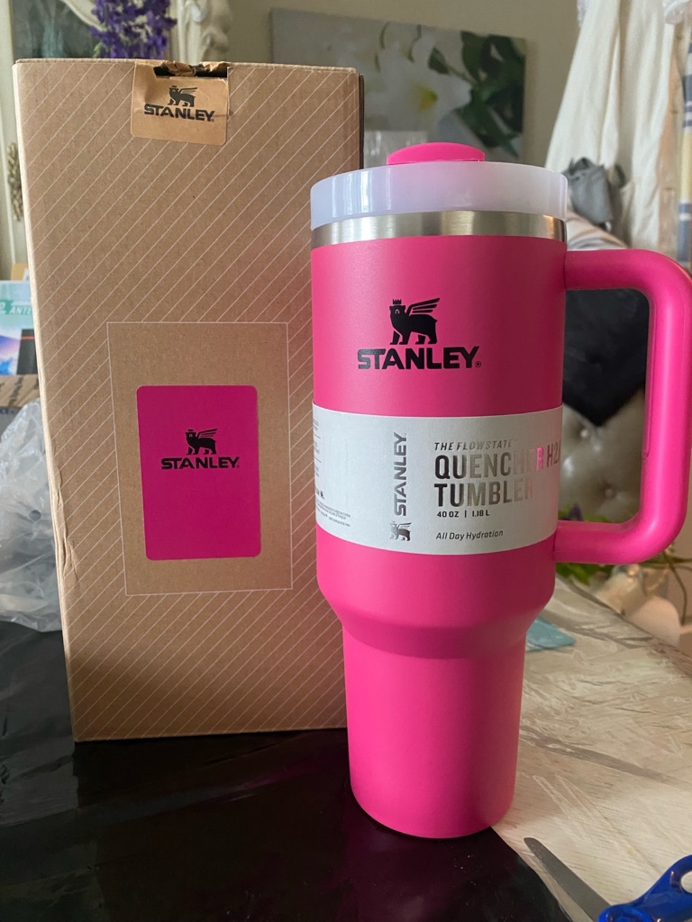 Stanley Hot Pink Travel Tumbler with Handle